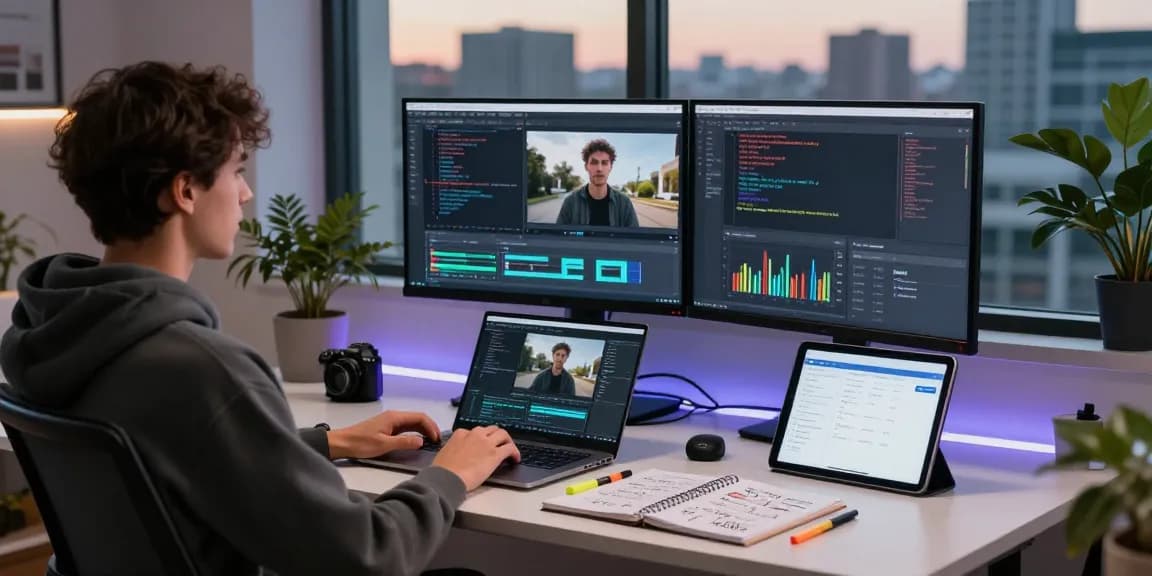 Innovative workspace showcasing prompt ai video analysis tools and technology in action.