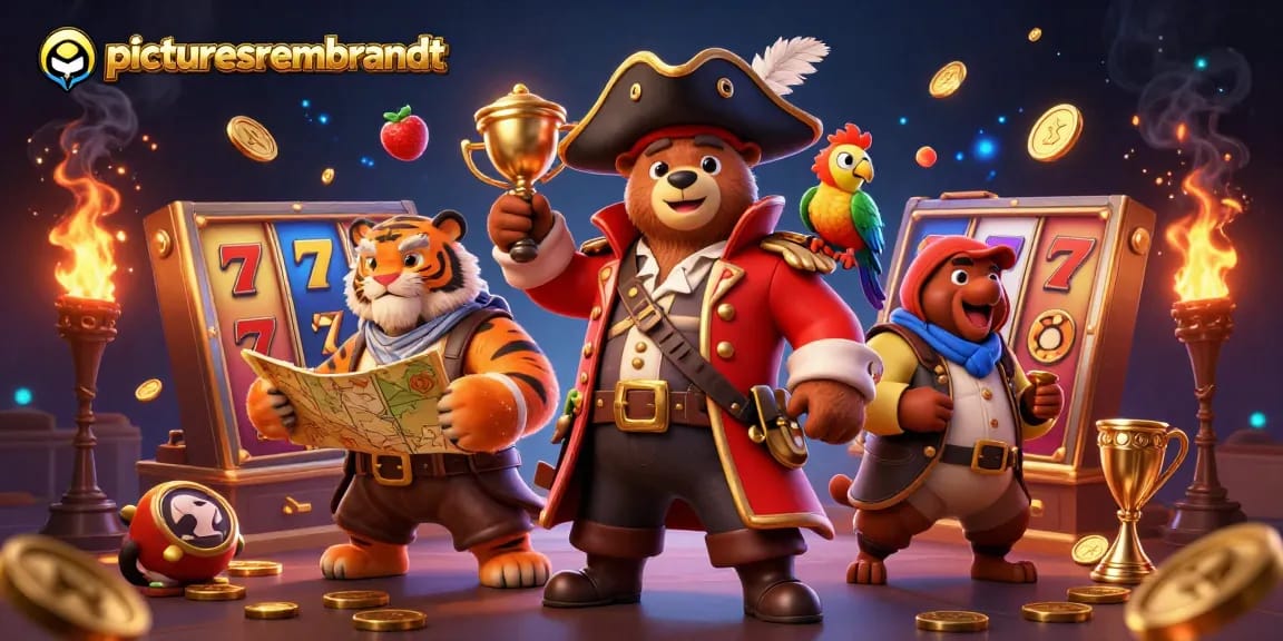 Pemain di slot picturesrembrandt meraih kemenangan dengan simbol jackpot dan koin emas mengelilingi mereka.