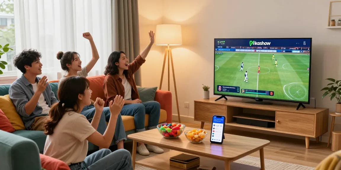 Enjoying live sports streaming with Pikashow in a cozy living room.