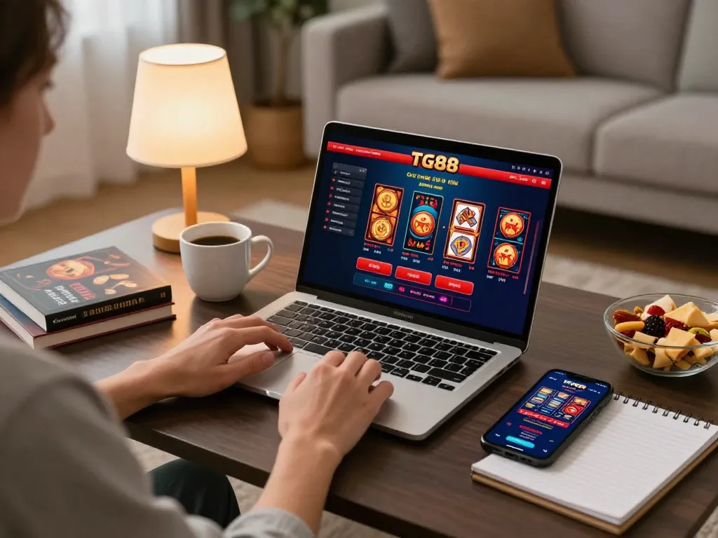 Experience exciting gameplay at TG88's online casino with a cozy setup for strategic gaming.