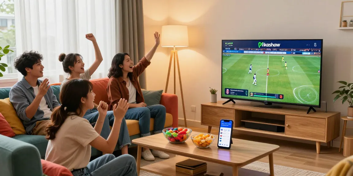 Enjoying live sports streaming with Pikashow in a cozy living room.