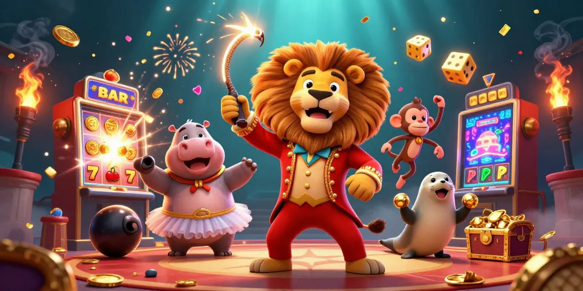 Experience the exciting world of soikeonhacai as a circus lion guides with tickets and bonuses in a colorful slot game.