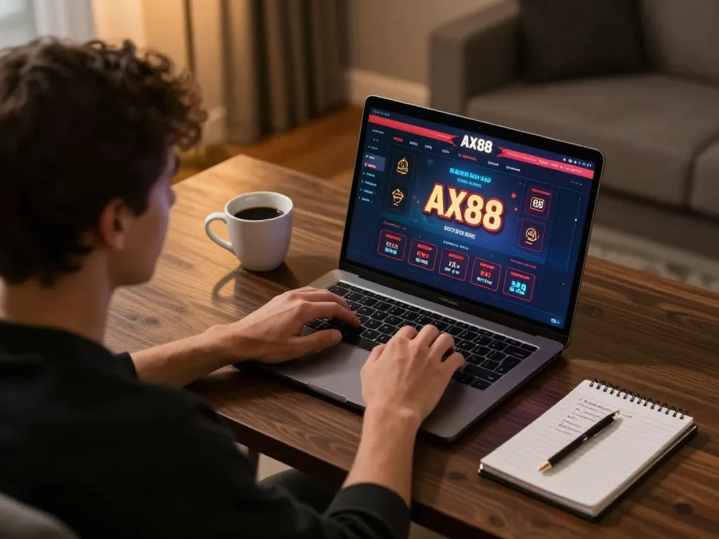 Engaging in AX88 online casino gaming with strategic betting notes and warm ambiance.
