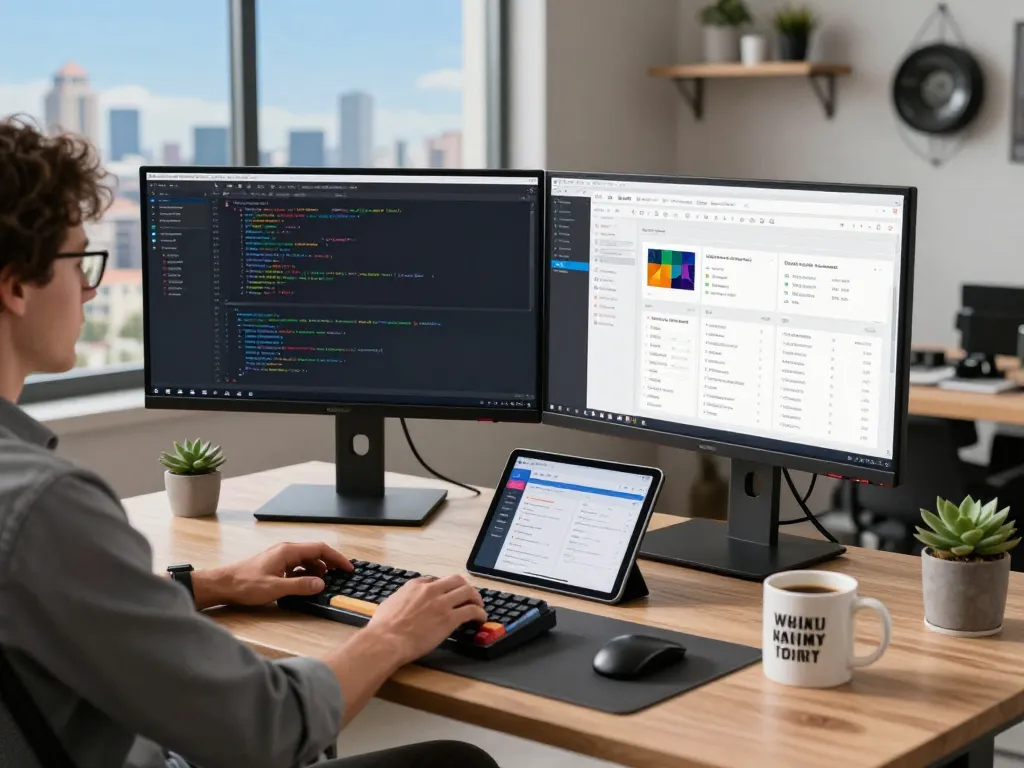 openclaw software developer workspace with monitors and coding setup