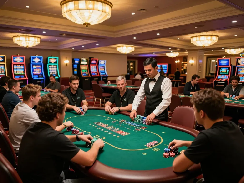 Engaged players in a dynamic poker game at a bet bet casino, showcasing strategic gameplay and lively atmosphere.