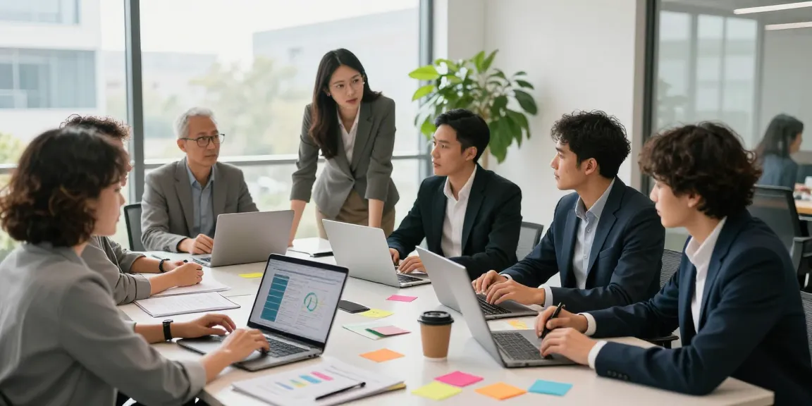 Promote your servises startups with a diverse team brainstorming strategies in a modern office environment.