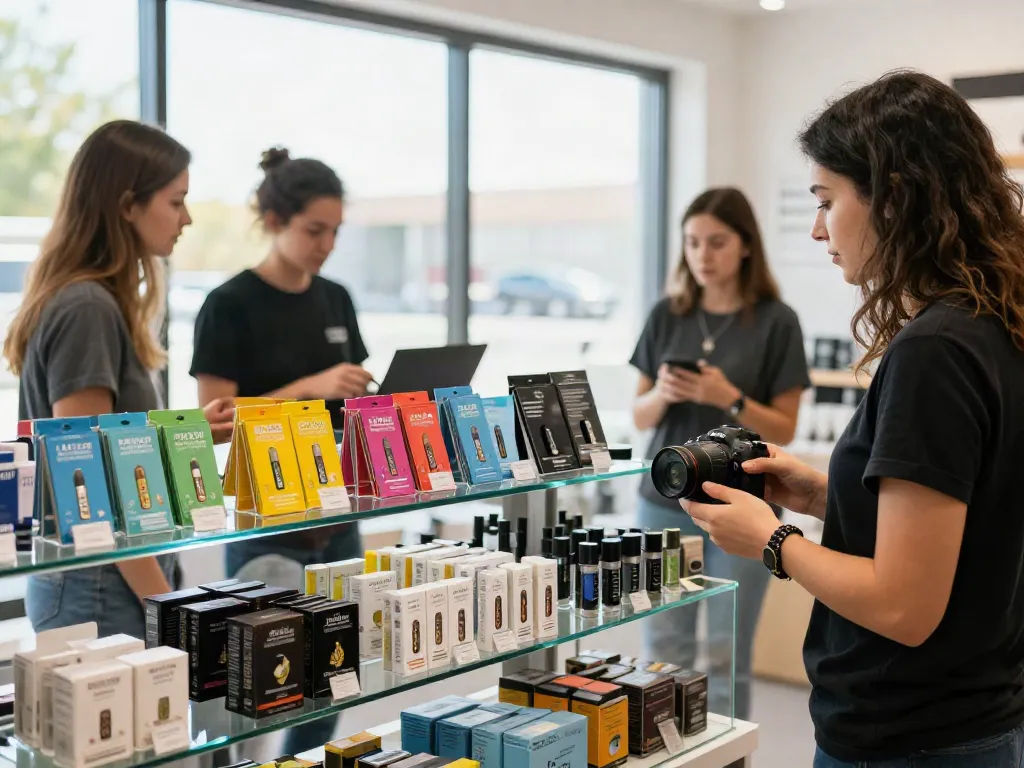 Alien Labs Live Resin products displayed in a vibrant cannabis retail store.
