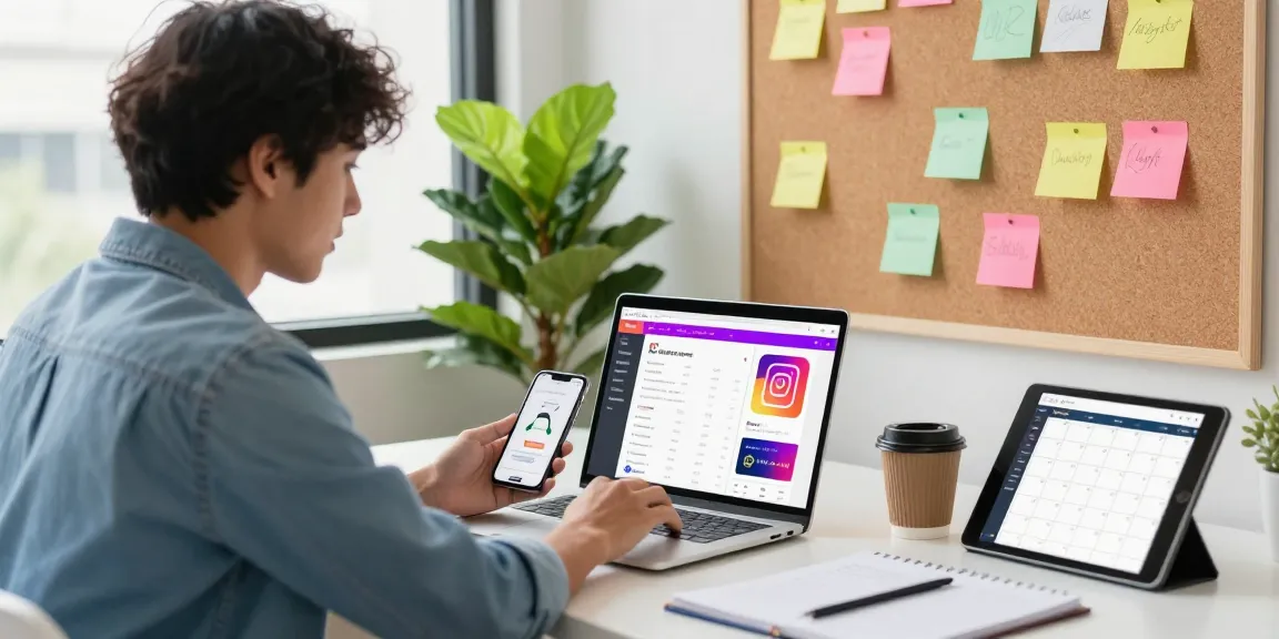 Professionals analyzing best sites to buy Instagram followers in a lively workspace.