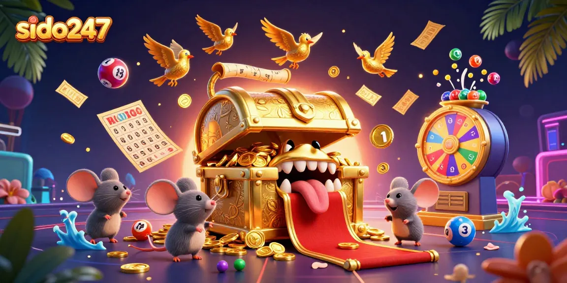 Sido247 captivates players with a vibrant lottery scene featuring colorful balls, spinning prizes, and dynamic casino elements.