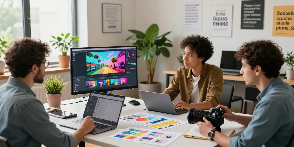 Highly engaged team using seedance ai for innovative video creation in a modern workspace