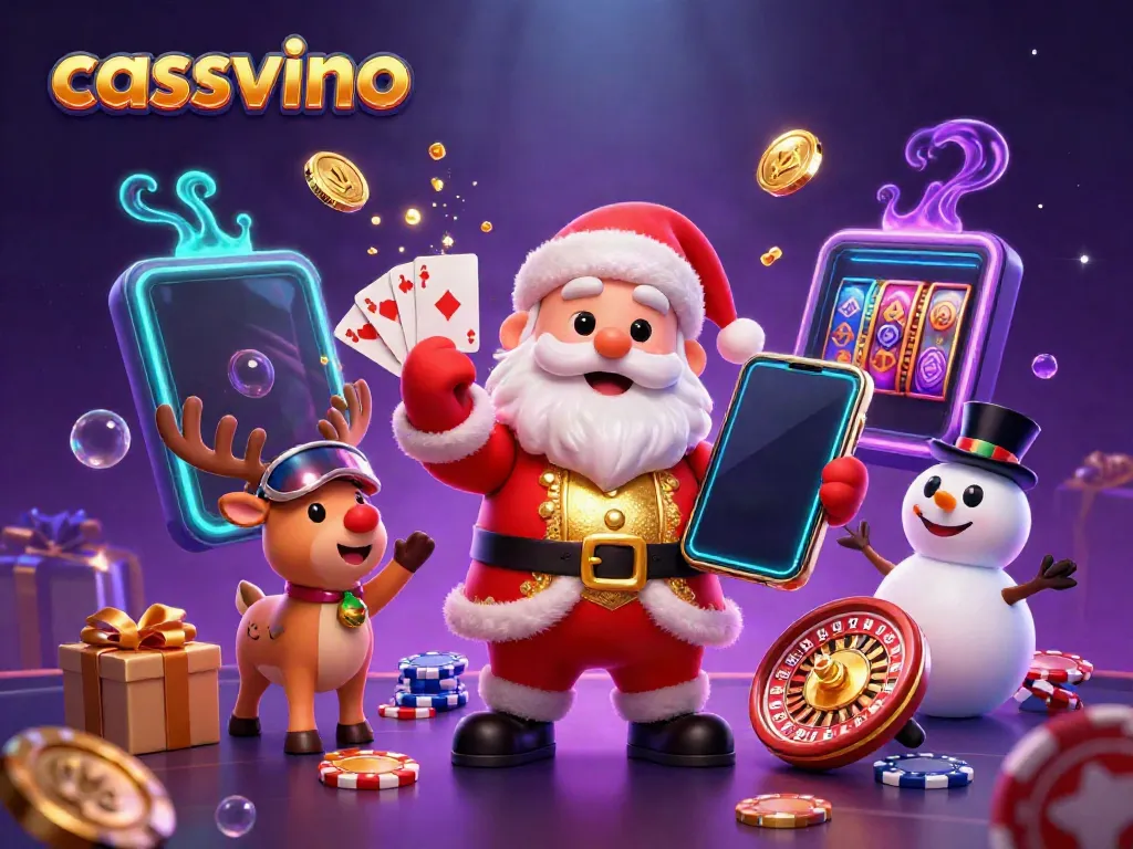 Win big at casvvino with Santa and friends celebrating a jackpot slot game in festive style!