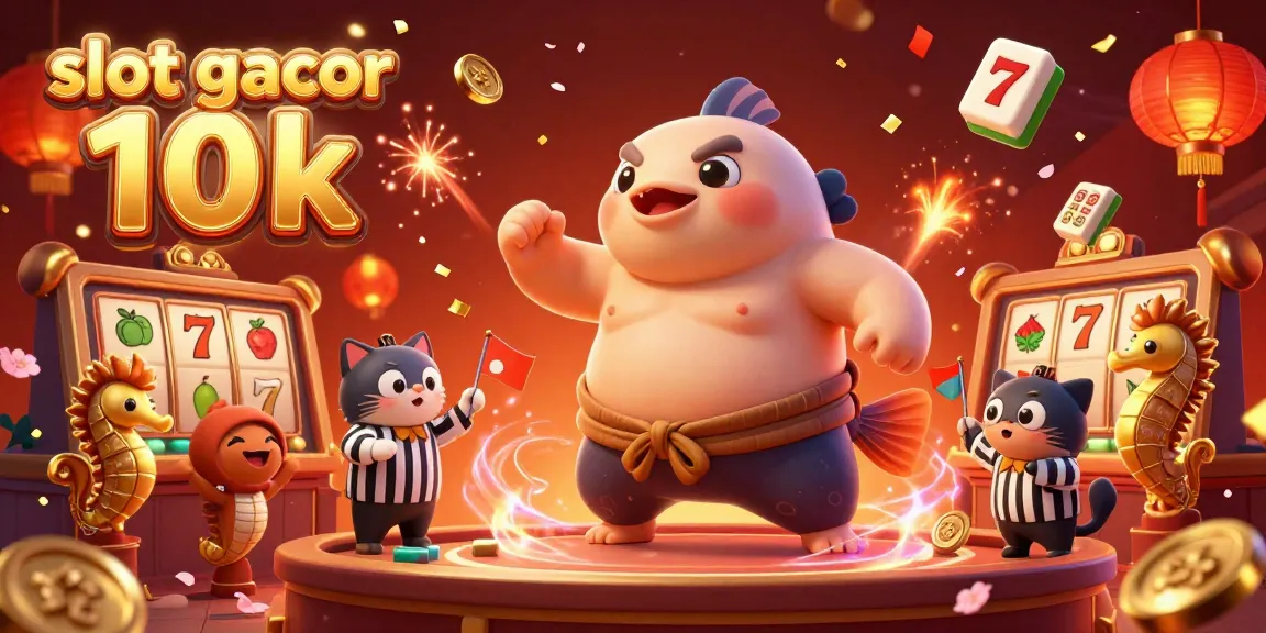 Engage with slot gacor 10k in a vibrant underwater casino scene packed with 3D characters and festive elements.