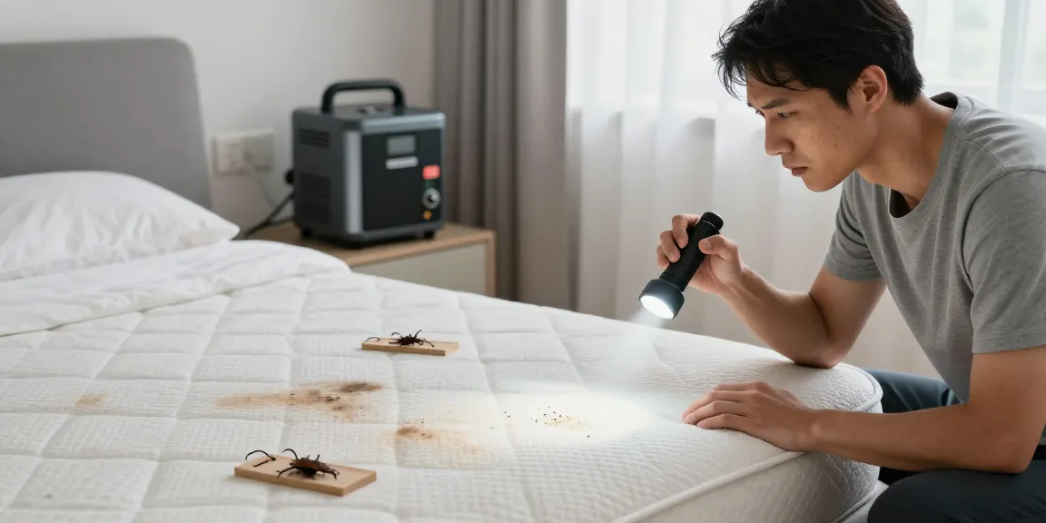 Bed bug heat treatment demonstrated in a Milwaukee home bedroom setting with signs of infestation.