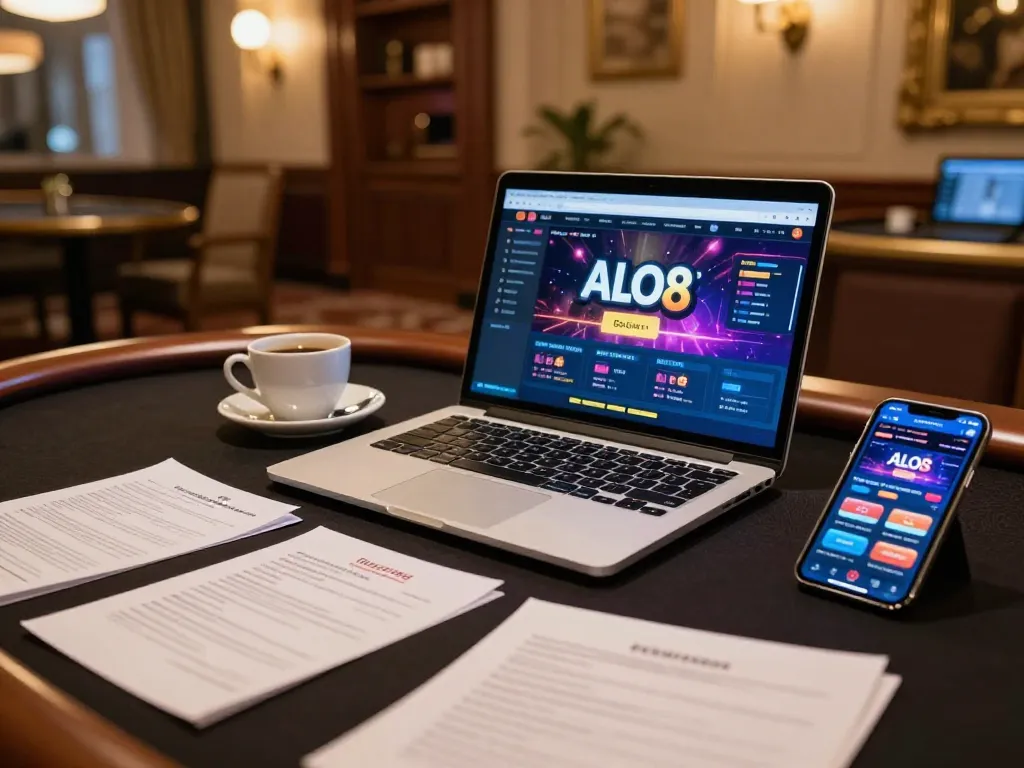 Engaging gaming action at ALO8, showcasing online poker gameplay on a modern device with strategic options.