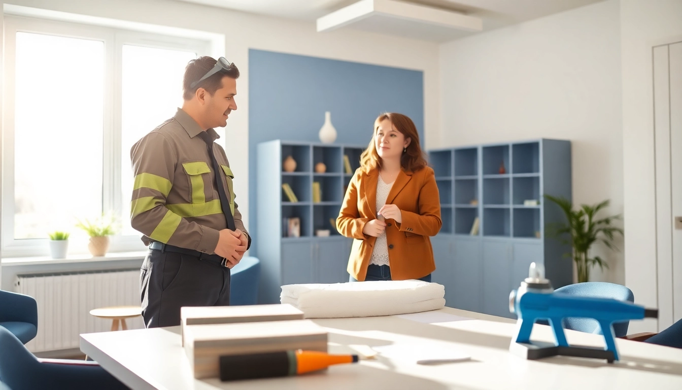 Engaging spray foam removal consultation between an expert and a homeowner.