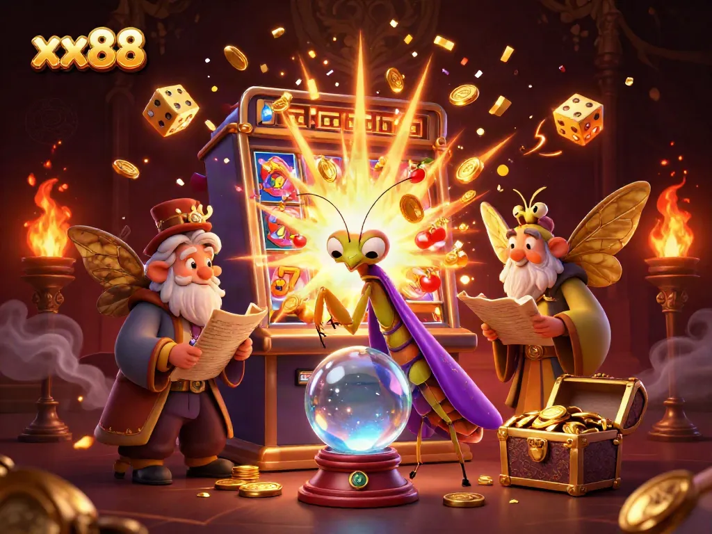 Engage with xx88's immersive 3D casino scene featuring fortune tellers and slot machines.