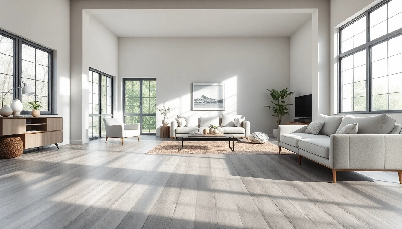 See best lvp flooring in a modern interior setting with platinum grey vinyl flooring.