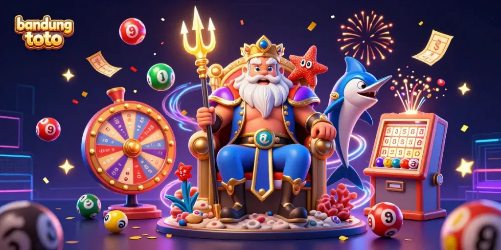 Experience the excitement of bandung toto with colorful lottery balls and vibrant casino elements in an engaging scene.