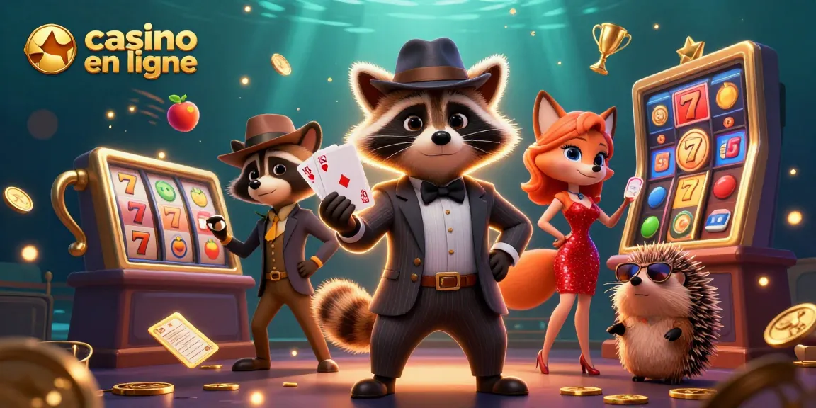 Profitez des jeux de casino en ligne avec des personnages animés et des machines à sous en arrière-plan.