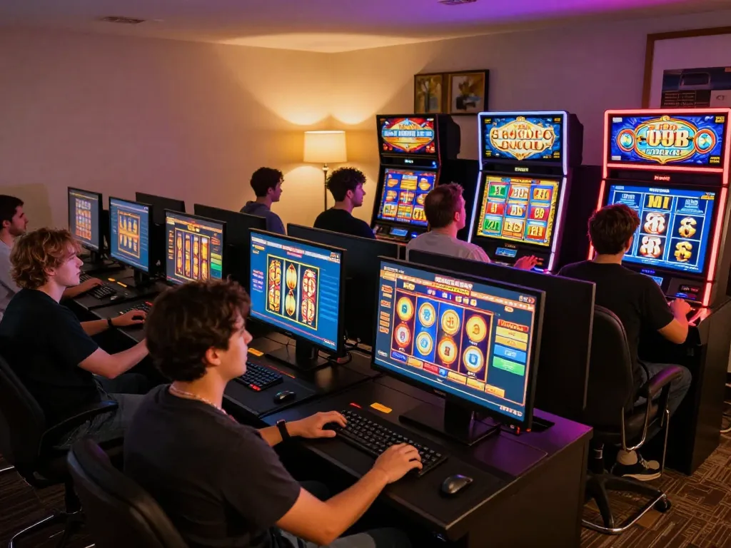 Players enjoying engaging slot gacor games on their devices, immersed in thrilling online casino action.