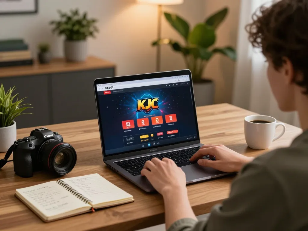 Player enjoying KJC online gaming with stylish decor and strategic betting notes in a cozy setting.