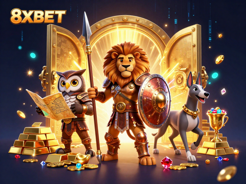Experience thrilling action with 8XBET: Join the adventure of strategic gambling in a vibrant fantasy scene.