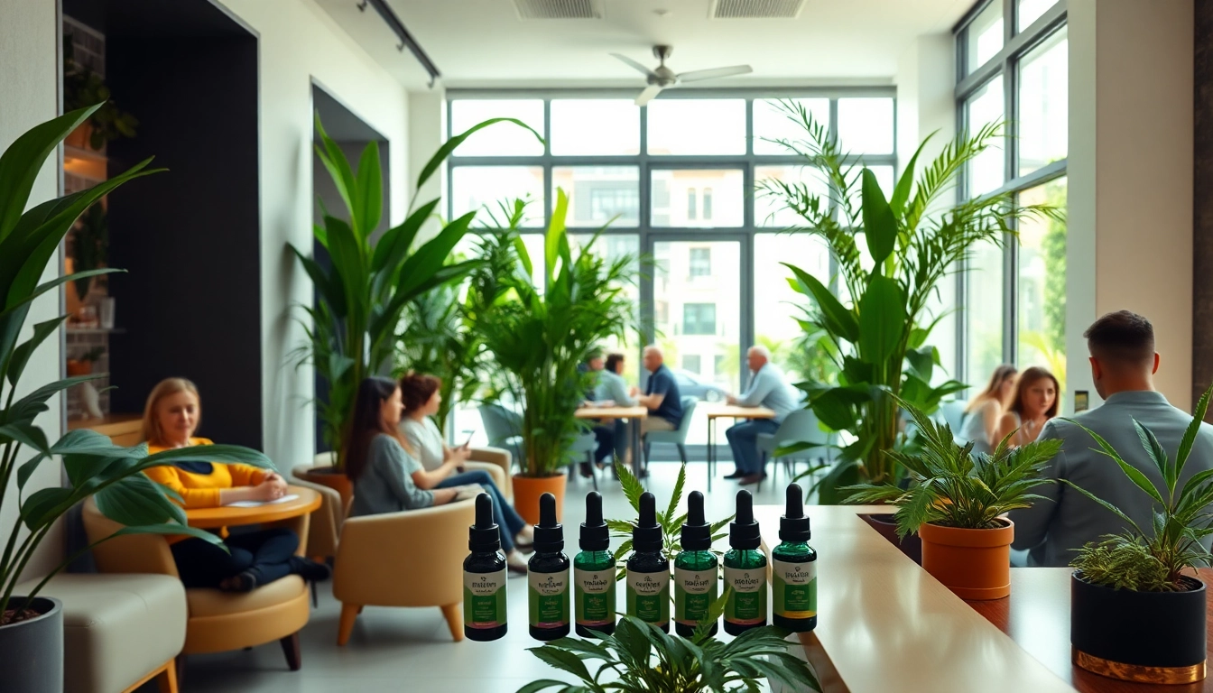 CBD Club Near me Madrid showcasing a vibrant interior with relaxed customers enjoying CBD products.