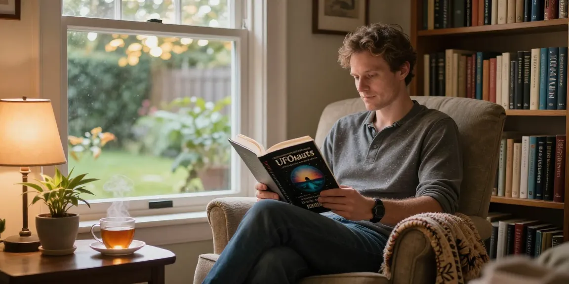 Explore T Allen Greenfield's spiritual literature on UFOnauts at https://tallengreenfield.com in a cozy reading nook.