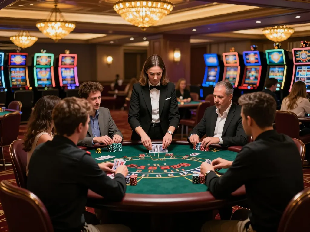 Players engaging with friends in an exciting u888 blackjack game at a luxurious casino table.