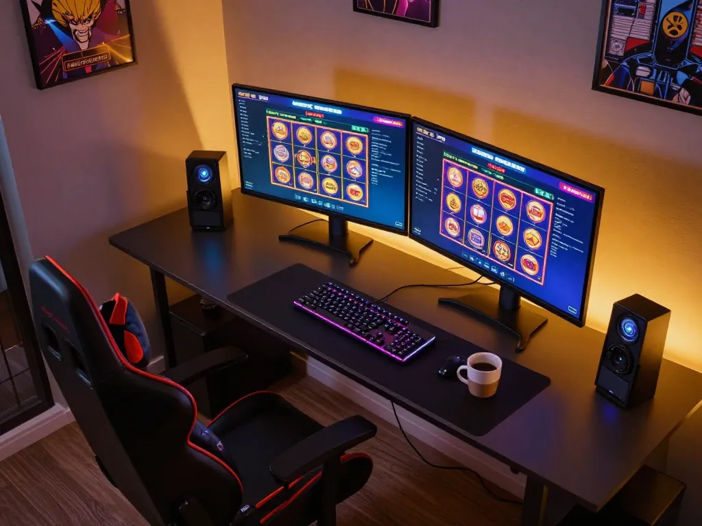 Engaging online gaming with dn88 platform on dual screens showcasing vibrant slot games