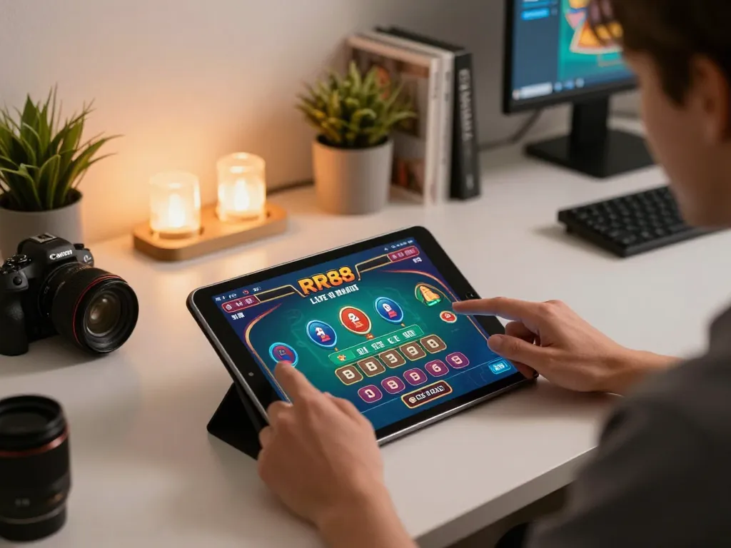 Player engaging in live dealer game on RR88, highlighting a dynamic online gambling experience.
