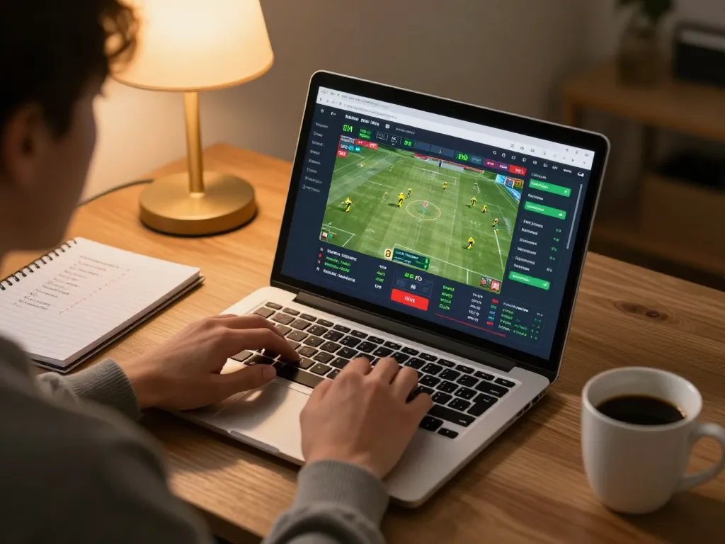 Engaged user analyzing live betting odds on bongdallu's innovative platform while practicing responsible gaming.