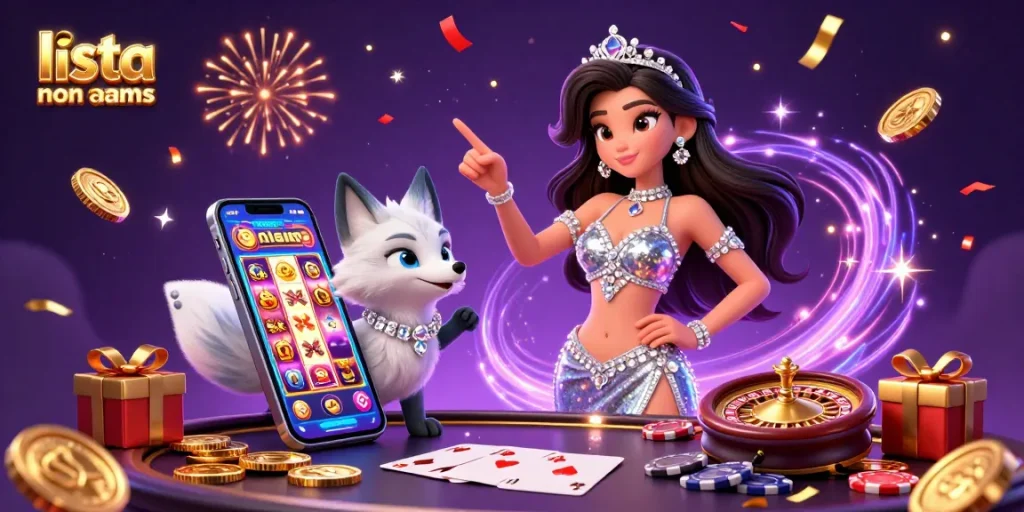 Scopri l'emozione della lista casino non aams che mostra un vivace gioco di slot con monete d'oro e atmosfera festiva.