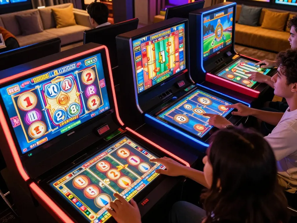 Players navigating situs slot gacor online, eager to win with colorful game interfaces.