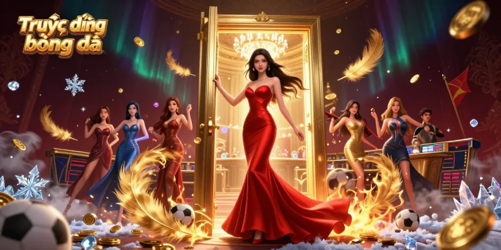 Experience Trực tiếp bóng đá action in a vibrant casino scene filled with sports elements and excitement.