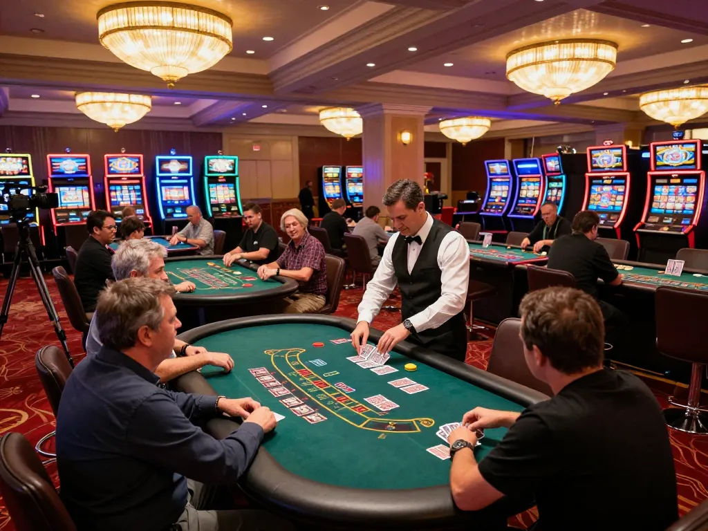 Players enjoying blackjack at ALO8 casino with vibrant atmosphere and engaging gameplay