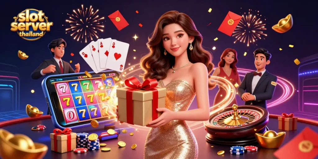 Experience thrilling wins at slot server thailand with vibrant casino-themed illustration.