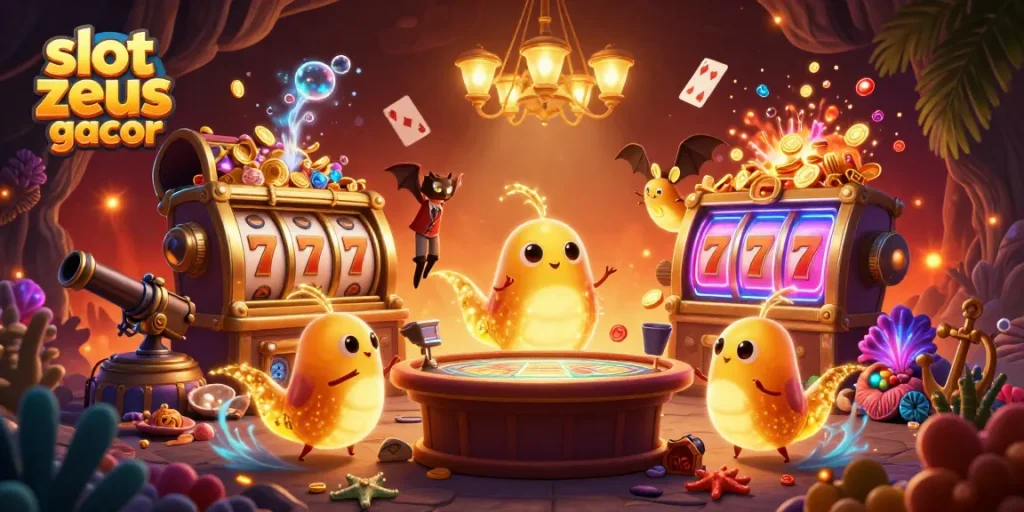 Engage with slot zeus gacor excitement in this vibrant 3D fantasy casino scene loaded with action.