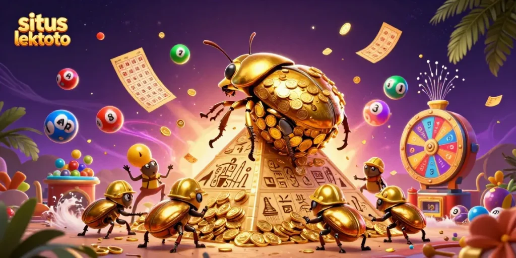 Engage in thrilling games on situs lektoto with a vibrant 3D casino atmosphere featuring dynamic gaming elements.