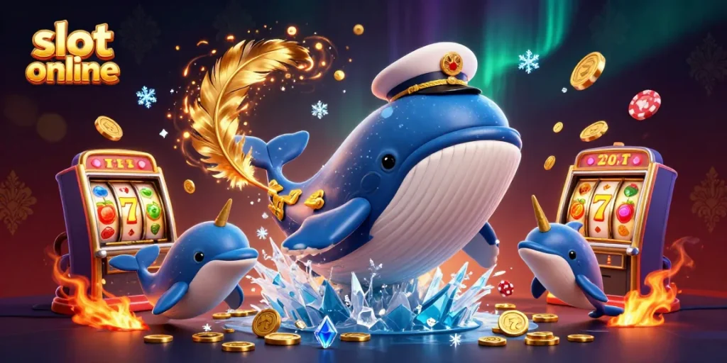 Experience the excitement of slot online with vibrant casino elements and cheerful characters.