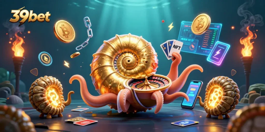 Explore winning strategies with 39bet in a vibrant 3D casino scene.