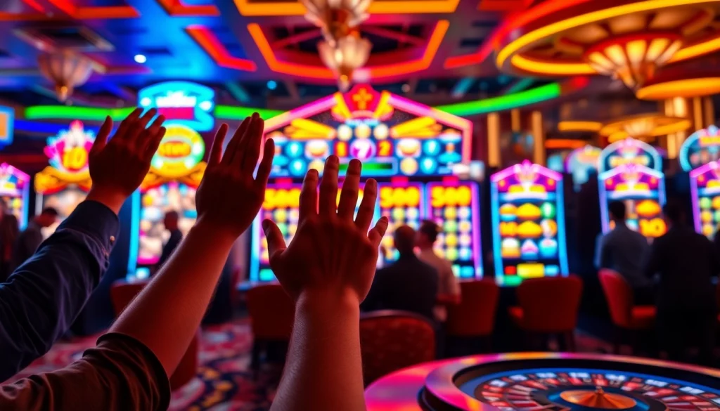 Slot gacor hari ini dalam suasana kasino yang meriah dan ceria.