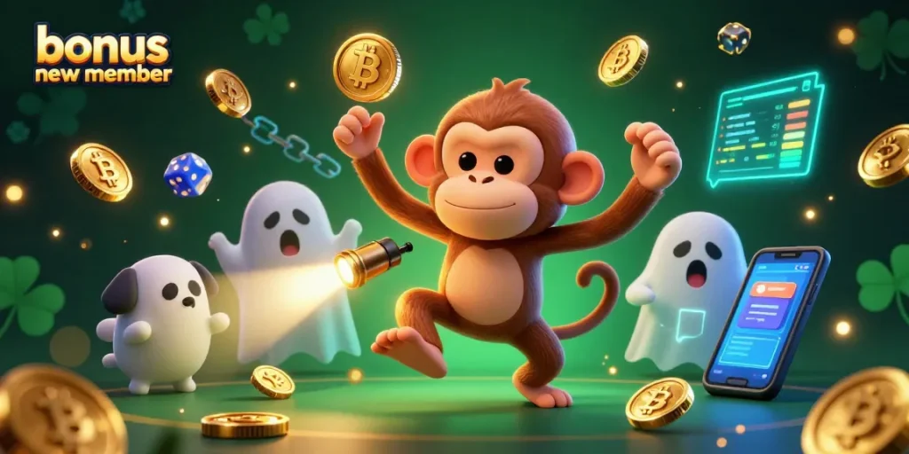 Engage with the vibrant scene showcasing the bonus new member offer at a haunted casino.